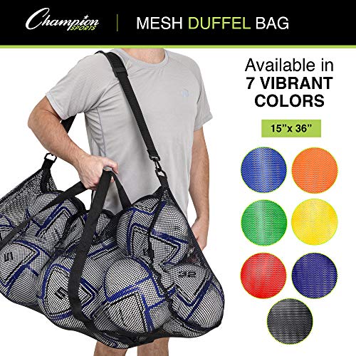 Champion Sports Mesh Duffle Bag with Zipper and Adjustable Shoulder