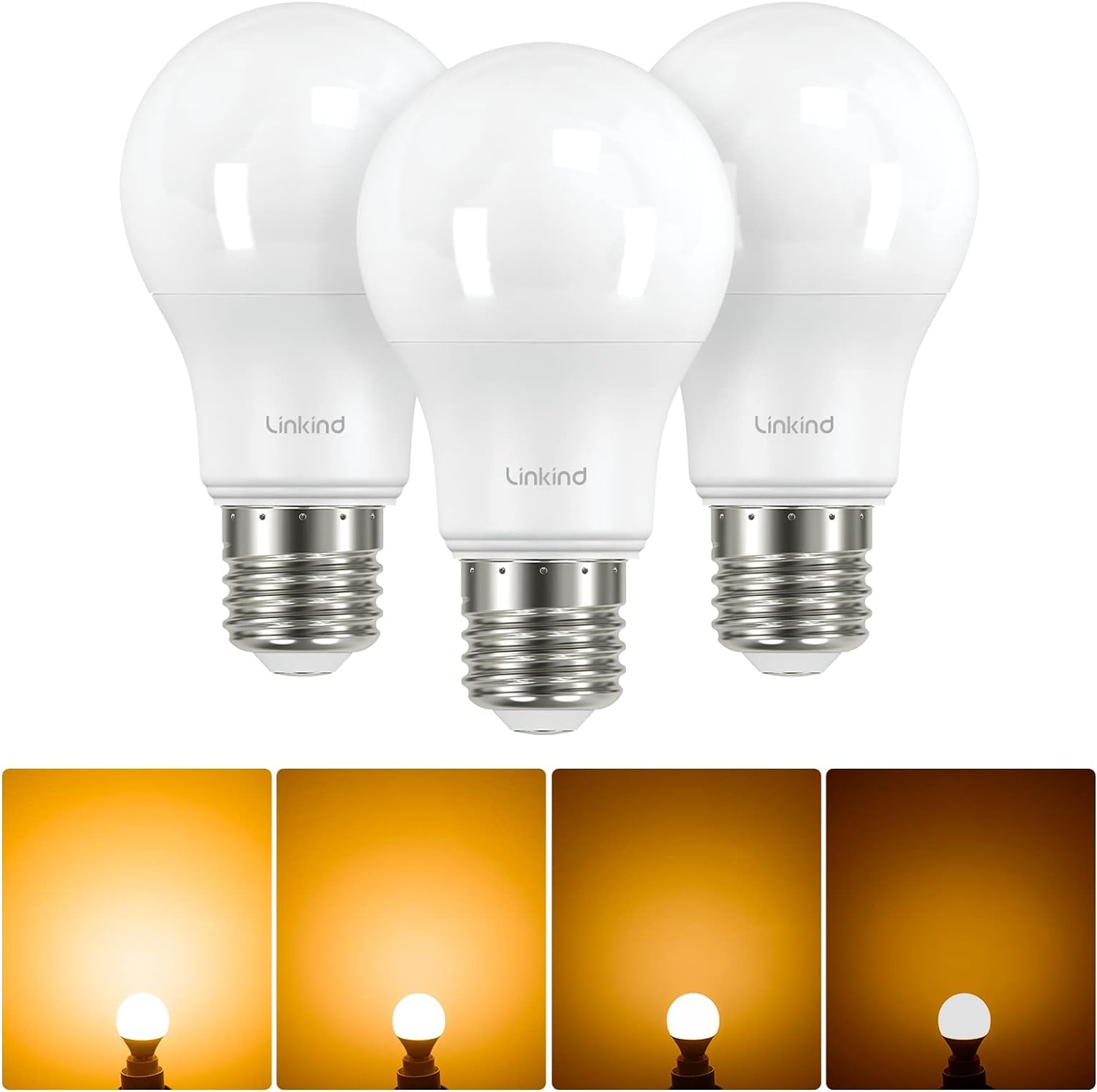 Linkind E27 LED Bulb Dimmable Edison Screw Light, 13W to Replace 100W Bulb, Warm White(2700K) 1521LM A60 Light Bulb, ERP, CE Certified, Frosted, Pack of 3 — image 1