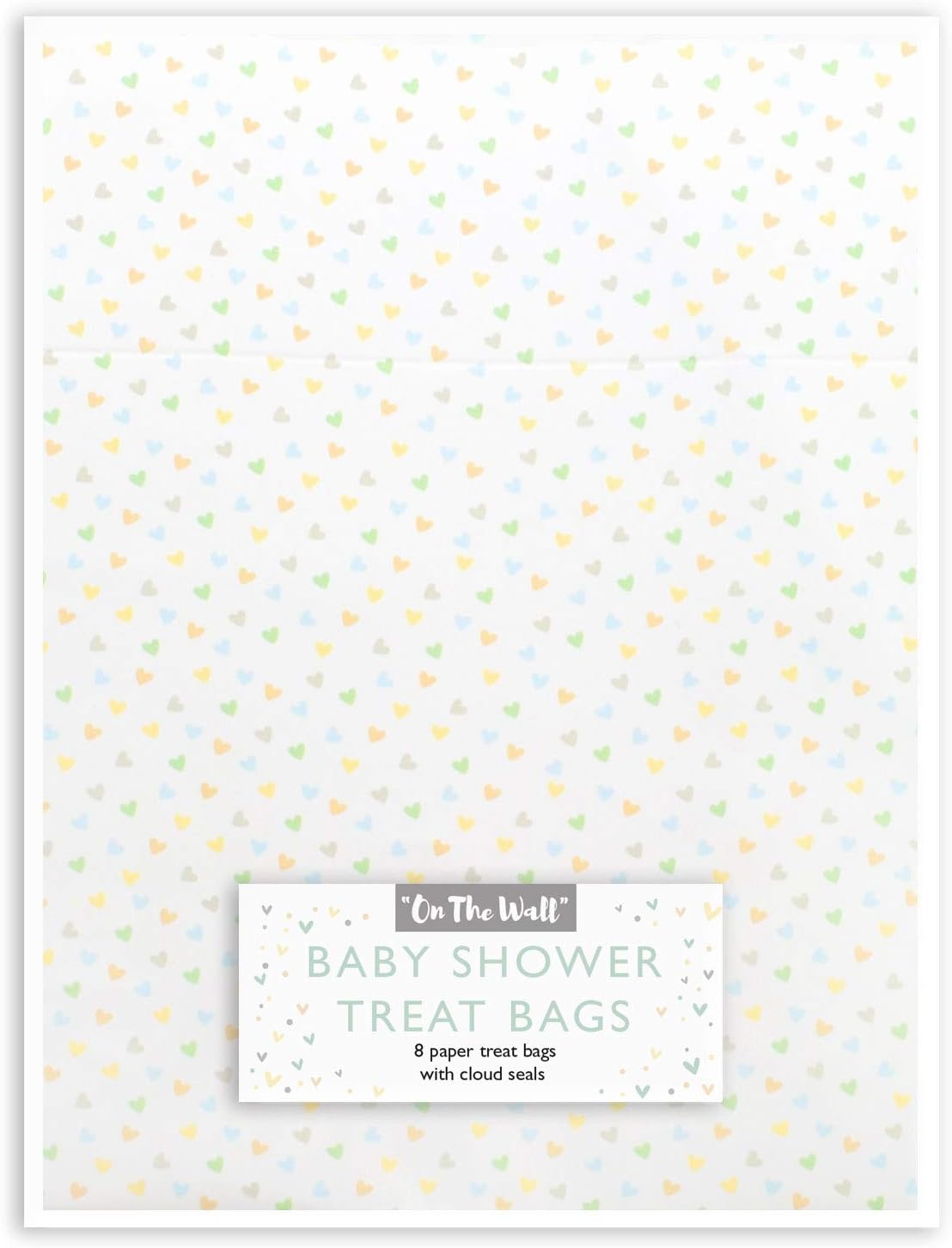 On The Wall Party Bags - Baby Shower, Baby 1st Birthday Pastel Heart Treat and Favour Bags (8 Pack), Small - Image 4