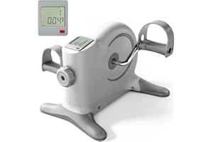 Mini Exercise Bike Pedal Exerciser Under Desk Bike Foot Peddler Portable Therapy Bicycle with Digital Monitor （Gray）