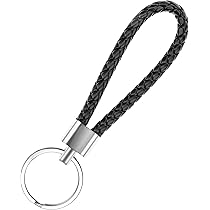 ZningEsxi Braided Leather Keychain Black Key Chain for Men