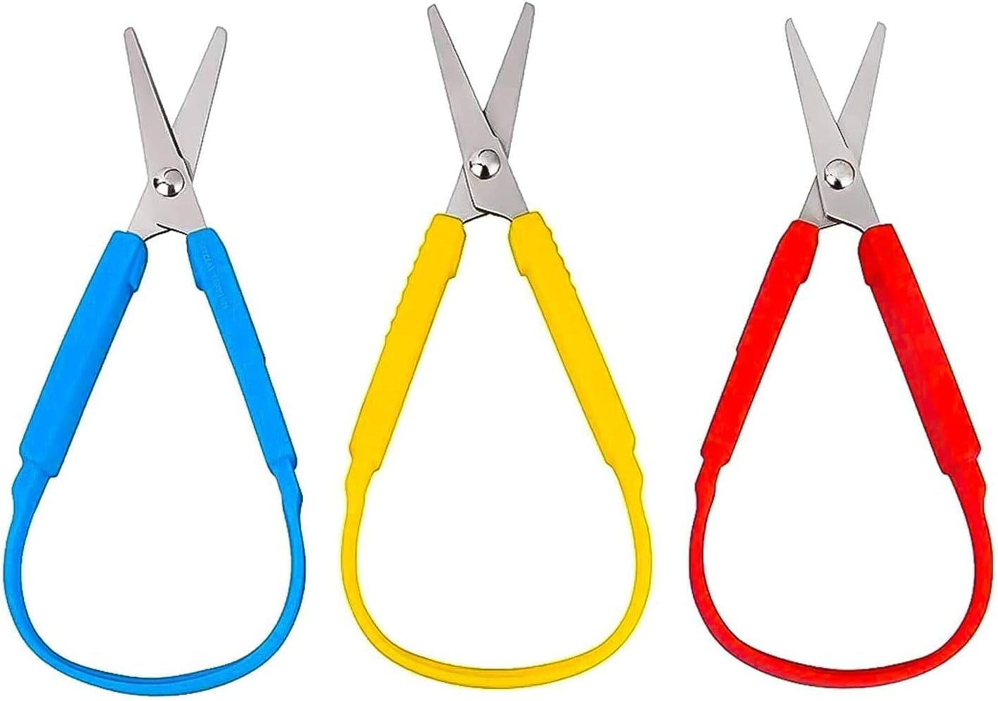 3PCS Mini Loop Scissors for Children and Teens, 7 Inches Colorful