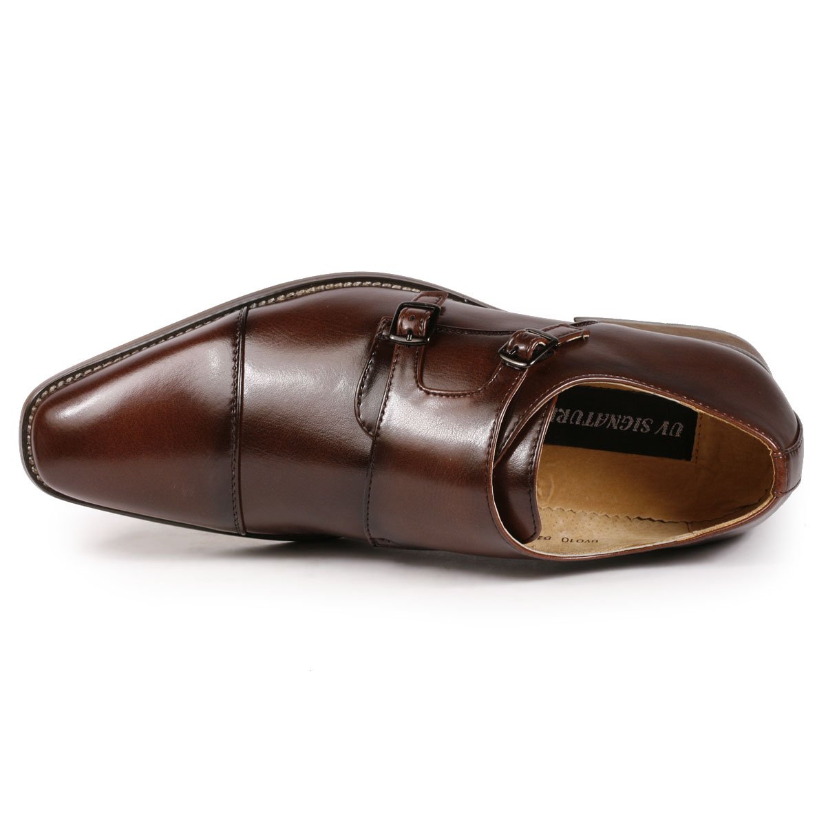 UV Signature Mens Black Double Monk Strap Cap Toe Dress Shoes UV010 Size 10.5 Cap-toe Double-monk strap shoes in black leather main image 3
