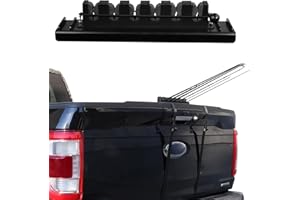 SPIRRELAB Fishing Rod Holder for Truck Tailgate – Holds 6 Rods with Foam Protection & Secure Straps – Easy to Install Pickup Truck Bed Pole Holders