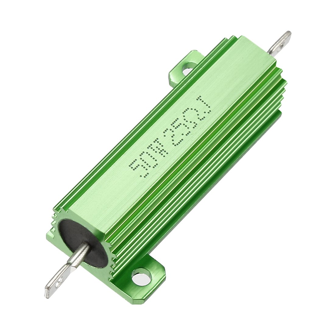 sourcing map 50W 25 Ohm 5% Aluminum Housing Resistor Screw Tap Chassis Mounted Aluminum Case Wirewound Resistor Load Resistors Green 1 pcs