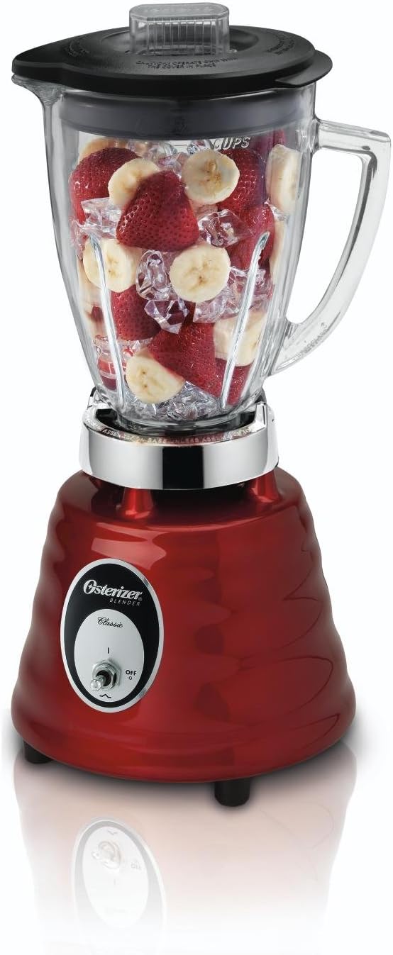 Oster 4270615 Beehive Blender, 600Watt, 2 Speed, 6 Cup Glass Jar, Red