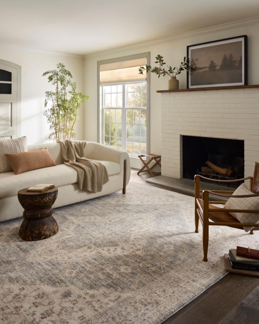Photo 1 of **DIRT FROM TRANSPORT **Loloi Magnolia Home by Joanna Gaines Junie Collection JUE-05 Denim/Natural 9'-6" x 13', .38" Pile Height, Area Rug