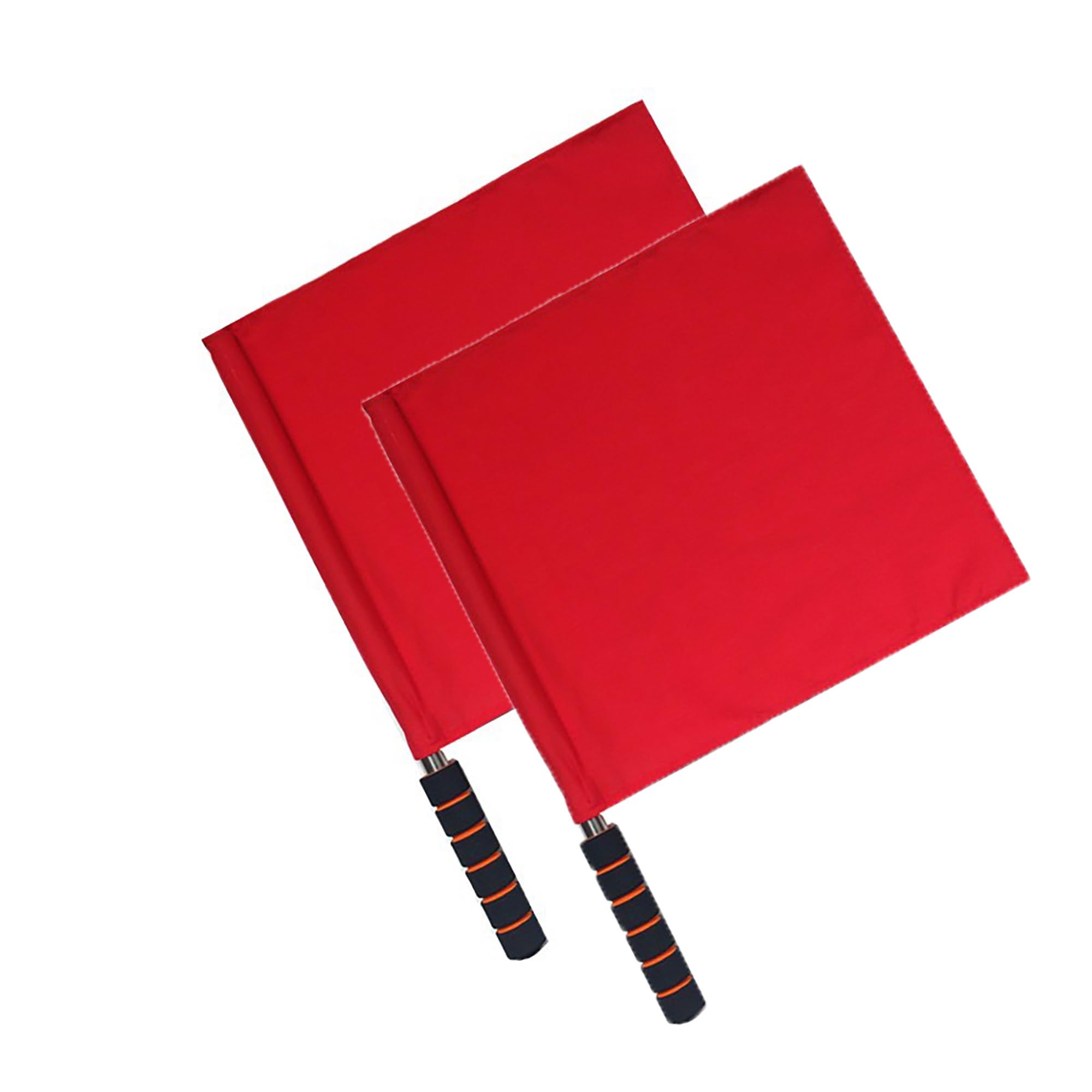 FJ Fengjin Flag of 2pcs Red Sports Referee flags with pole foam handle football hand flags rugby linesman flags referees assistant equipments small signal flag stainless steel for sports competition.