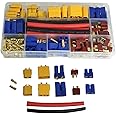 Treehobby XT60 / XT90 /EC3 / EC5 / T Plugs /3.5mm Banana Plug Male Female Adapter Connectors with Heat Shrink Tubing Compatible with RC Lipo Battery Electronic Speed Control ESC Motor (102PCS)