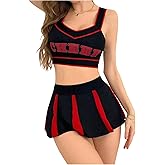 SHENHE Women's 2 Piece Cheerleader Costume 2 Piece Cosplay Lingerie Micro Skirt Roleplay Set