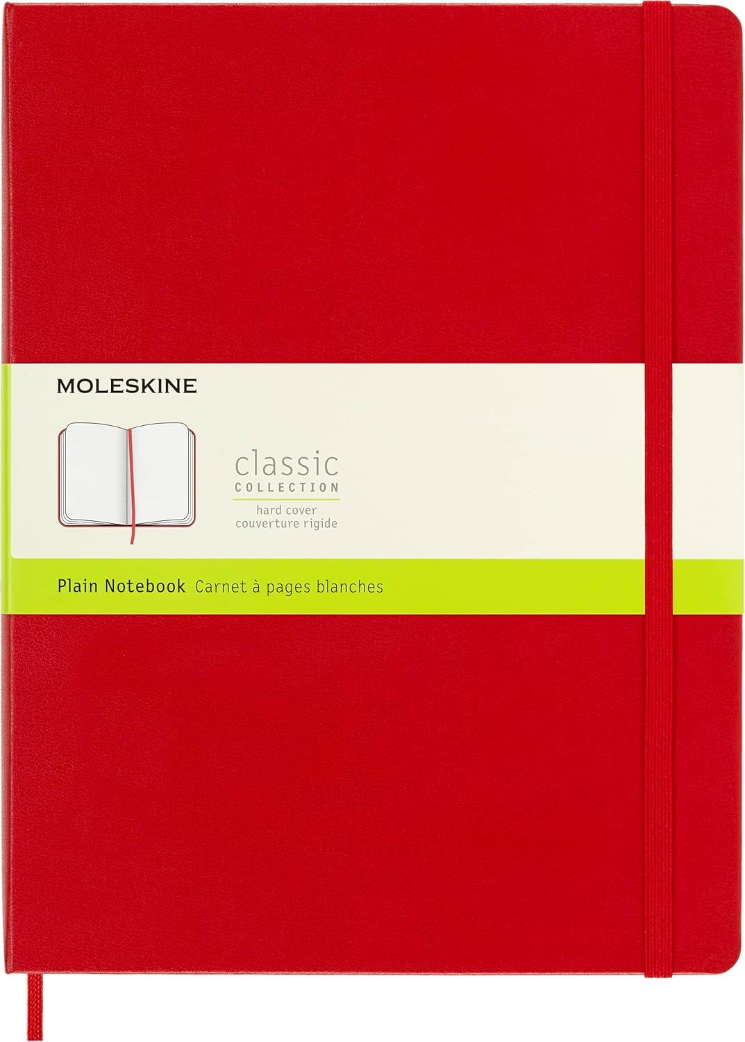 Moleskine Classic Notebook, Notebook With Plain Pages, Hard Cover and Elastic Closure, Scarlet Red, XL, 19 x 25 cm, 192 Pages