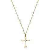 Fettero Cross Necklace Faith Pendant 14K Plated Dainty Chain Minimalist Simple Tiny God Lords Prayer Religious Jewelry