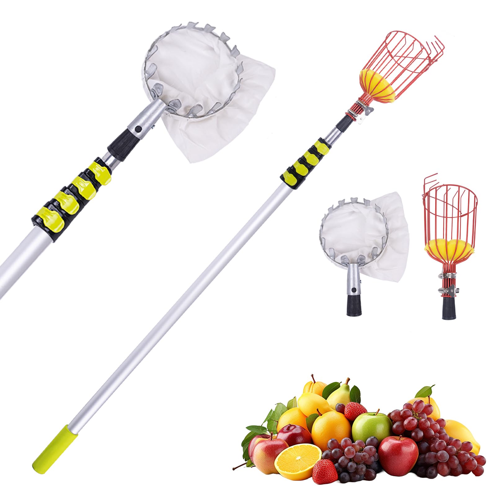 Photo 1 of ***** MISING THE POLE, CONNECTOR DAMAGED****** 20FT Telescopic Fruit Picker With Wire Basket and Woven Basket,Adjustable Fruit Picker Pole With Basket Telescoping,4.6-20FT Fruit Picker Pole,Suitable For Picking Apples,Mangoes,Plums and Others