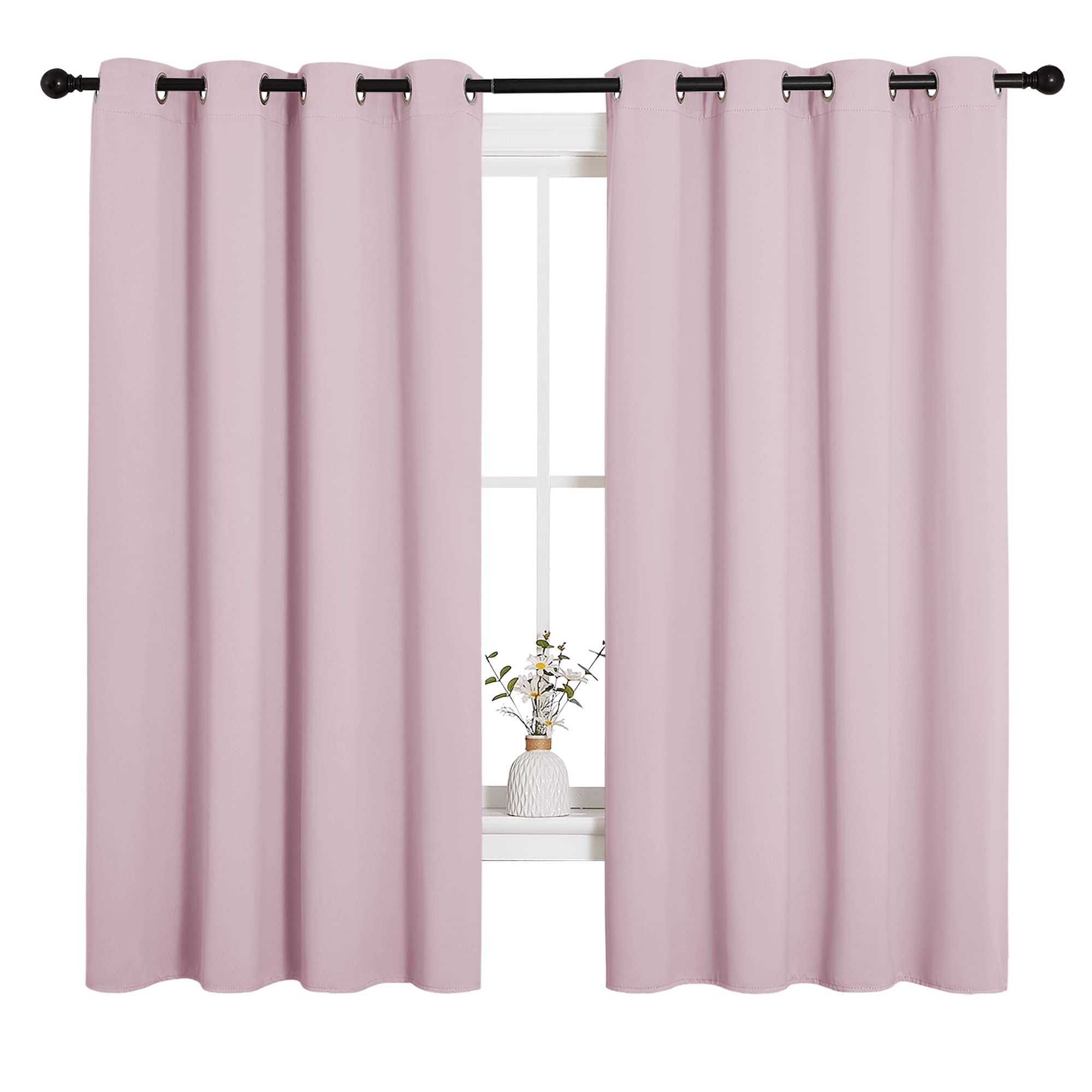 Photo 1 of NICETOWN Blackout Curtain Panels for Girls Room, Nursery Essential Thermal Insulated Solid Grommet Top Blackout Drapes (Lavender Pink, 1 Pair, 55 x 68 inches)
