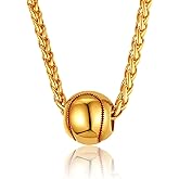 ChainsPro Men Ball Pendants Sports Chain Necklace, Stainless Steel Soccer/Baseball/Football Lover Necklaces for Men, Silver/Gold Plated/Black, Trendy Sport Fan Jewelry Send Gift Box