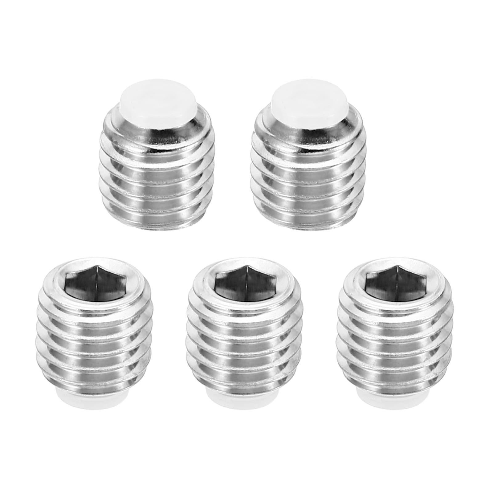PATIKIL M12x12mm Nylon Tip Grub Screw, 5 Pack Metric Hex Socket Head Cup Point Anti Slip Set Screws Internal Hex Drive Hardware, 304 Stainless Steel