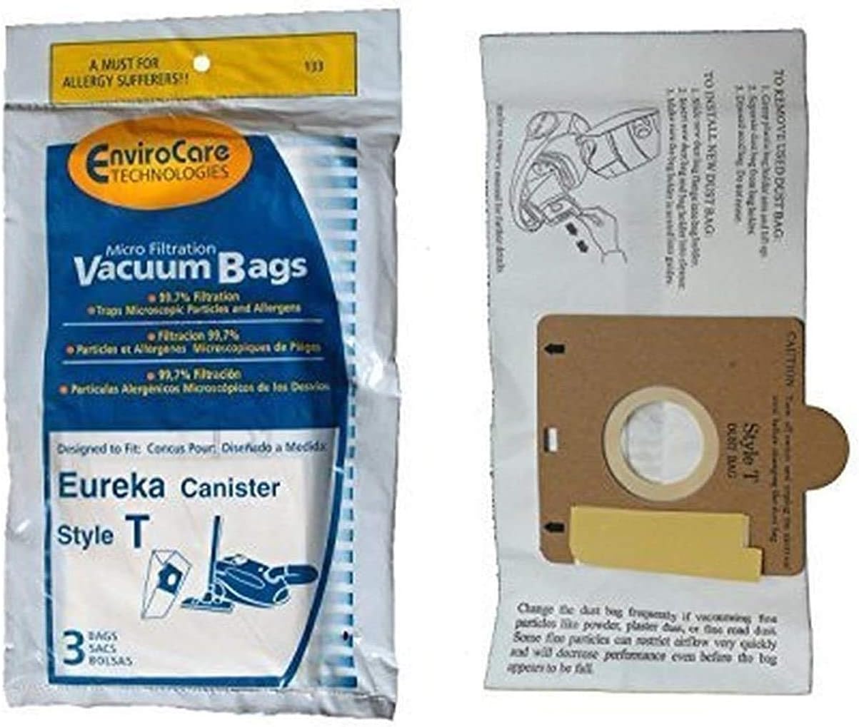 Eureka Style T Canister Vacuum Cleaner Bags, EnviroCare