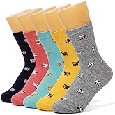 DOBIKULU Womens Cute Animal Owl Cat Socks Crew Cotton Novelty Socks for Owl Cat Lovers Gifts Ideas
