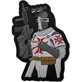 Invictus Templar Coffee &amp; Crusader Cross PVC Tactical Patch &ndash; Hook Backed Morale Patch for Plate Carriers, Backpacks, Hats and Tactical Gear- Slap &amp; Go - 3.25" x 2" - Black, White &amp; Red