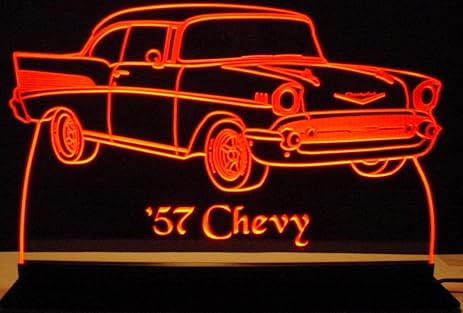 1957 Chevy Belair Acrylic Lighted Edge Lit Sign 12 57 Lighted Crystal 3D Horse and Carriage Christmas Yard Art Decoration