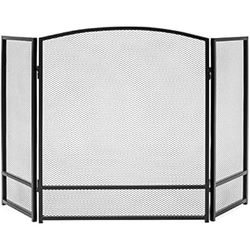 Best Choice Products 3-Panel 47x29in Simple Steel Mesh Fireplace Screen, Spark Guard Gate w/Rustic Worn Finish