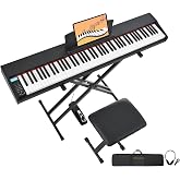 MSTNE Digital Piano 88 Key Weighted with Piano Bench, 88 Key Full Size Semi Weighted Keyboard Piano, Electronic Piano for Beginner,with Adjustable Stand,Carrying Case,Sustain Pedal,Headphone (Black)
