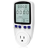 kuman KW47-US Electricity Usage Monitor Plug Power Watt Voltage Amps Meter with Digital LCD, Overload Protection and 7 Displa