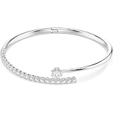 Swarovski Matrix bangle, Round cut, White, Rhodium plated