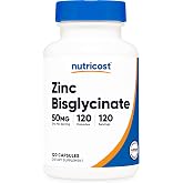 Nutricost Zinc Bisglycinate Supplement (50mg) 120 Vegan Capsules, GMO-Free | Gluten-Free