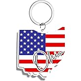 Ohio Souvenirs Keychain With Key Ring - American Flag Keychain, Key Holder For Gifts,Souvenirs From Usa,Spot M