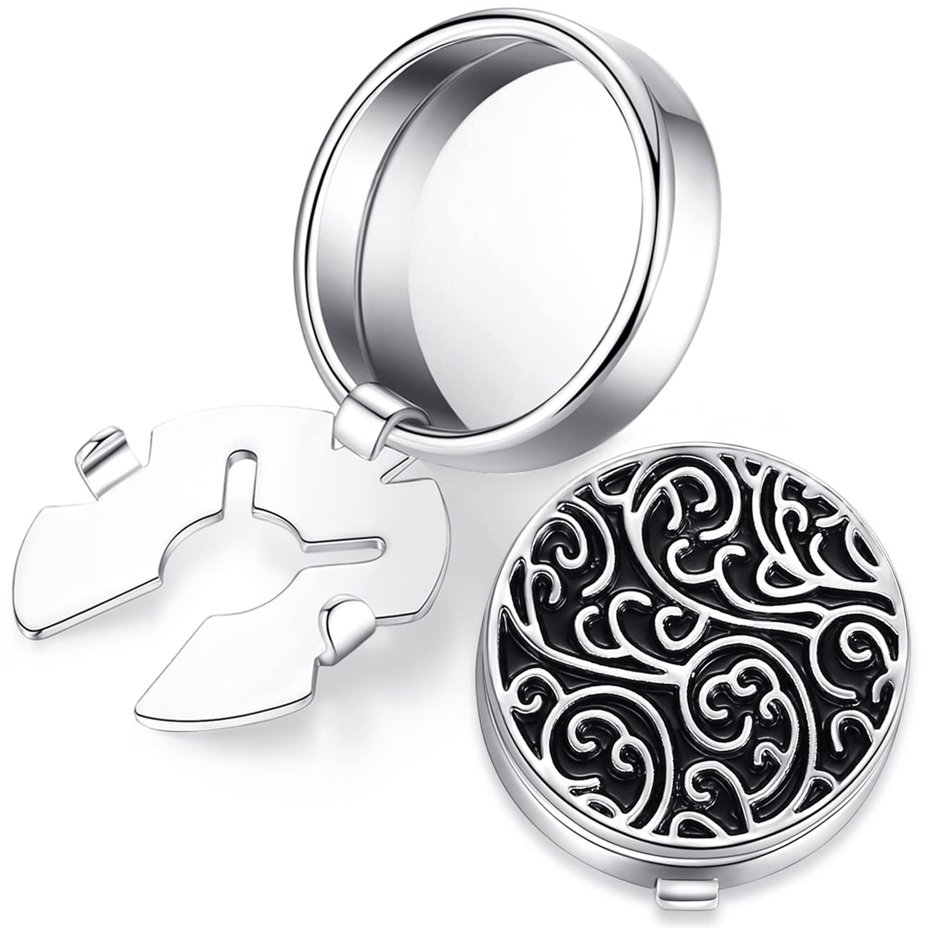 HONEY BEAR Round Retro Pattern Carved Button Covers Cufflinks for Mens Ordinary Shirt Wedding Business Gift Black