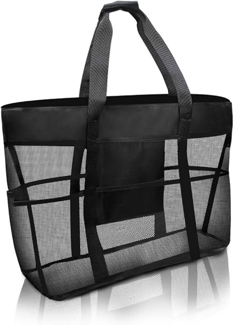 Amazon Co Jp ビーチバッグ プールバッグ 軽量 大容量 メッシュバッグ ブラック ホーム キッチン