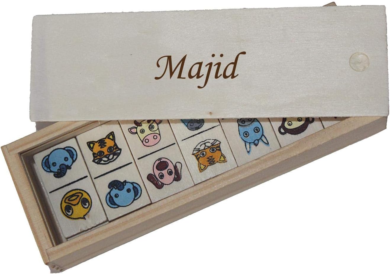 Shopzeus Children's Domino in Wooden Box. Engraved name Majid (first name/surname/nickname)
