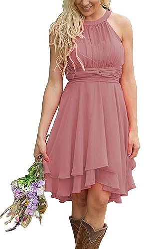Meledy Women's Knee Length Country Bridesmaid Dresses Western