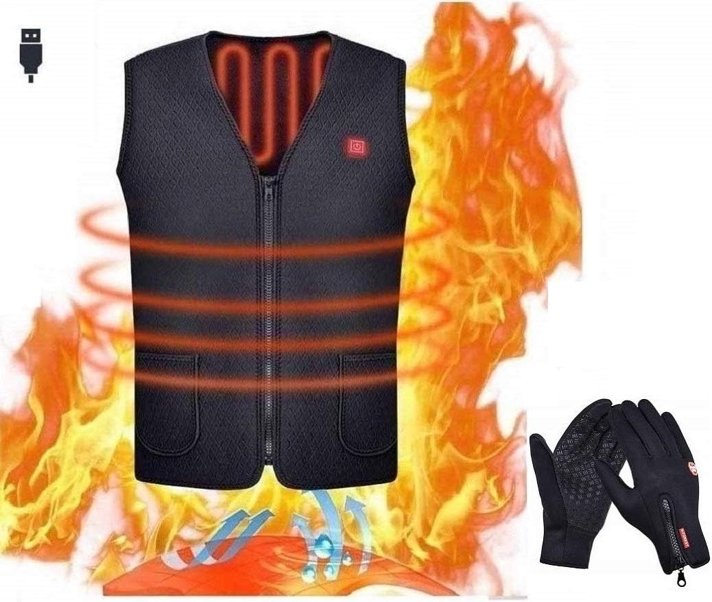 Freefa Heated Vest Electric Heated Jacket 5 Heating Zones Unisex Gilets with Touchscreen Glove