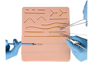 Skillssist Suture Practice Pad & Injection IV Training Pad with 14 Pre-Cut Wounds and 2 Veins, 2-in-1 Training pad for IV Injection Training & Suturing Practice for Medical Students and Doctors