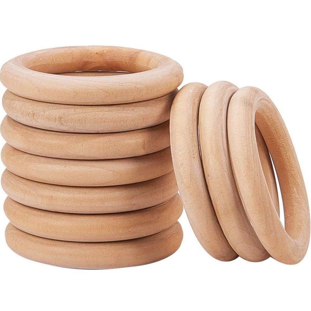 Onwon 10 Pieces Wooden Rings Natural Wood Rings Without Paint Smooth