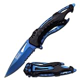 8\" Buckshot Cleaver Blade Blue Spring Assist Folding Pocket Knife Box Cutter