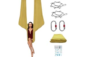 LF YEA Yoga Hammock Set-5.5 Yards Premium Low-Mid Stretch Nylon Tricot Silks Fabric,Yoga Swing Kit for Home,Durable Aerial Silk for Aerial Antigravity Yoga,Flying Yoga & Improved Yoga Inversions, Flexibility & Core Strength -Suits All Levels