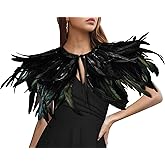 HOMELEX Black Witch Feather Collar Crow Shawl Costume Halloween Swan Wings Accessories Cape for Women