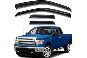 Lightronic WV94738 Outside-Mount Side Window Visor Deflector Rain Guard, Dark Smoke Shatterproof, 4-Pieces Set for 2004-2014 Ford F-150 SuperCab
