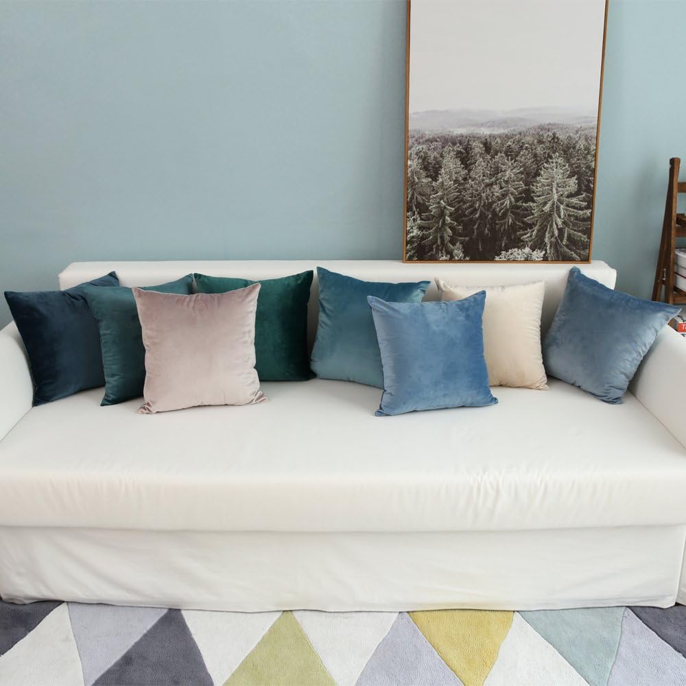 MIULEE Pack of 2, Velvet Soft Solid Decorative Square Throw Pillow Covers Set Cushion Cases Pillowcases for Sofa Bedroom Car18 x 18 Inch 45 x 45 cm: Home & Kitchen
