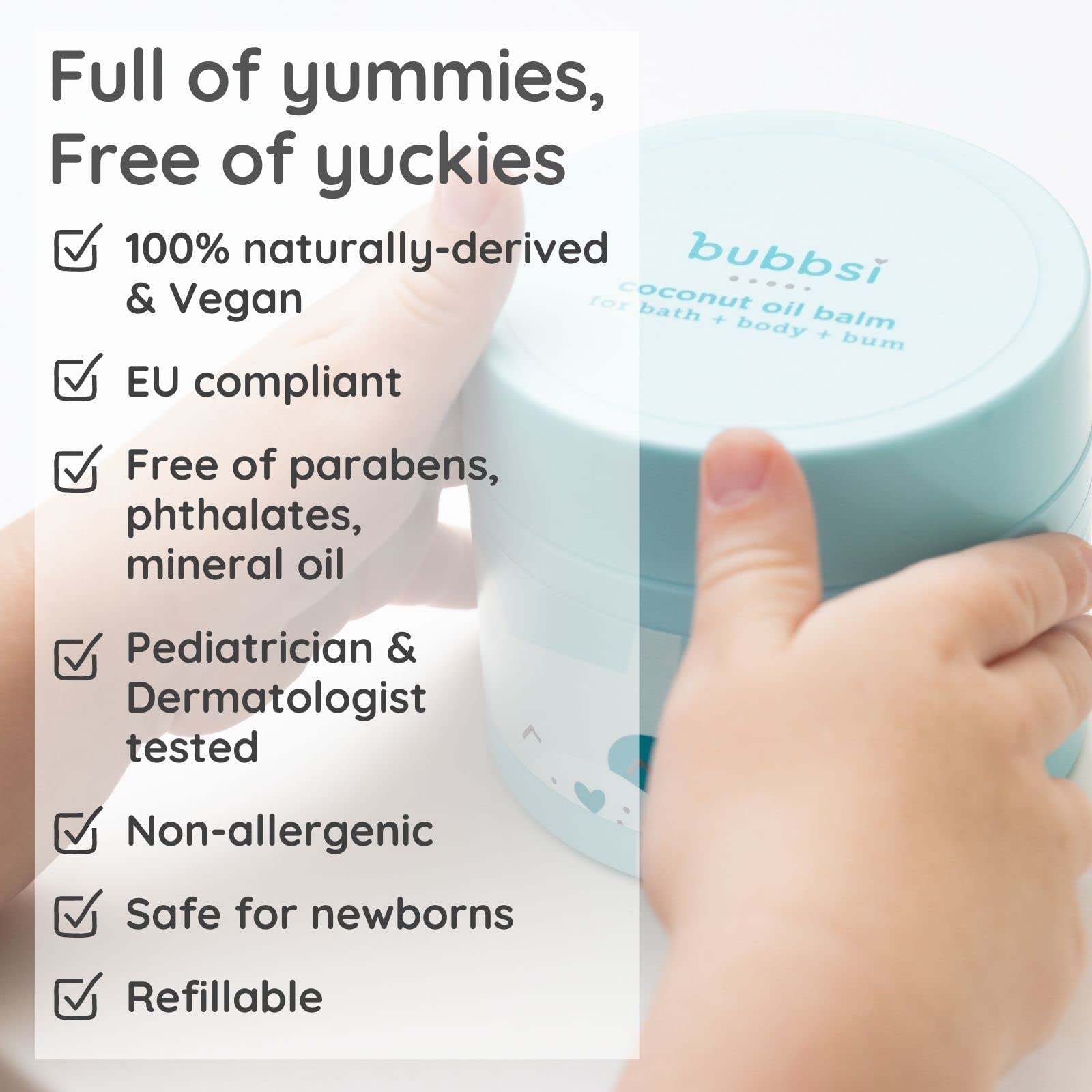 Bubbsi Newborn Starter Set | Coconut Oil Lotion, Shampoo & Body Wash and Oil Balm | Eczema, Dry Skin, Baby Acne, KP | Organic Coconut Oil, Shea Butter, Vitamin E | Light, Natural Scent