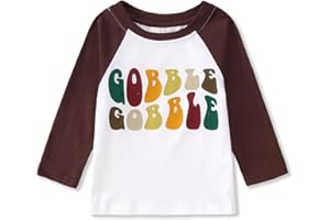 SOFEON Thanksgiving Shirts for Toddler Girl Boy Gobble Turkey Raglan Long Sleeve T-Shirt Fall Thankful Casual Tee Tops 1-6Y
