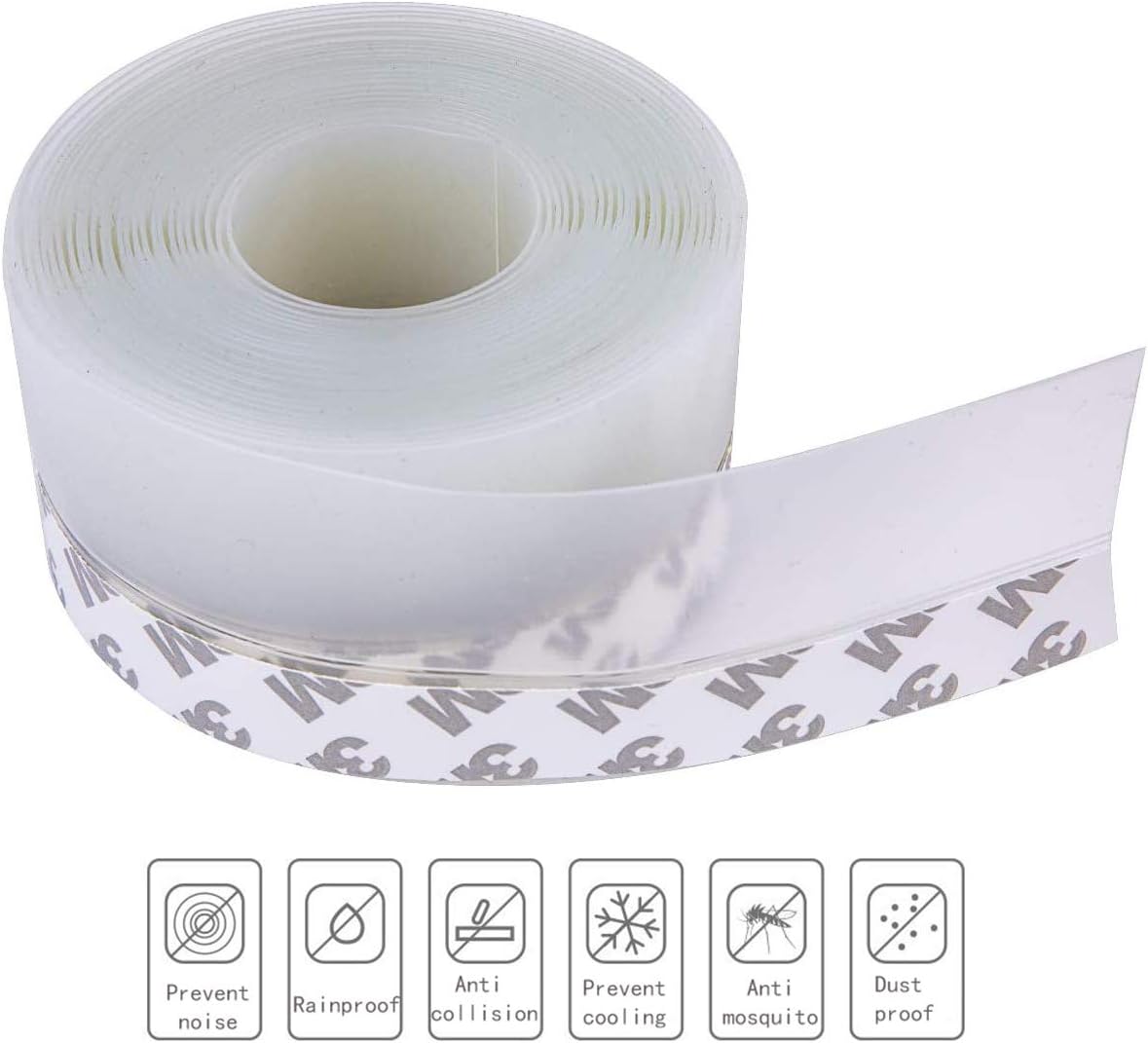 POTALL Weather Stripping Tape,Weather Stripping, Silicone Door Seal Strip Door, Window, Transparent (16.4 feet and 1.37 inches Wide )