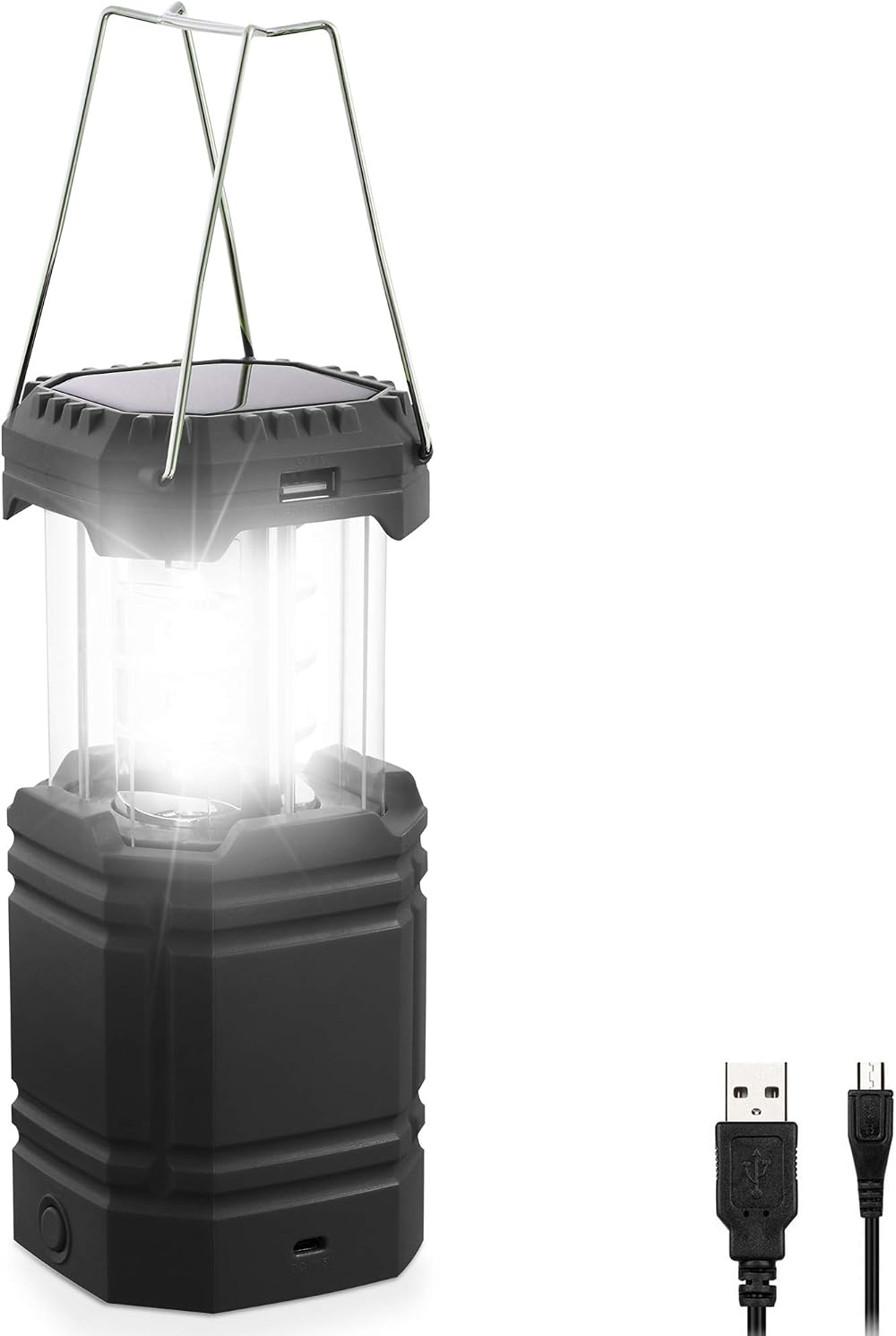 Mesqool Camping Lantern Rechargeable Solar USB Hand Crank Collapsible Light