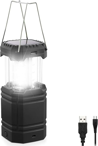 Mesqool Camping Lantern Rechargeable Solar USB Hand Crank Collapsible Light