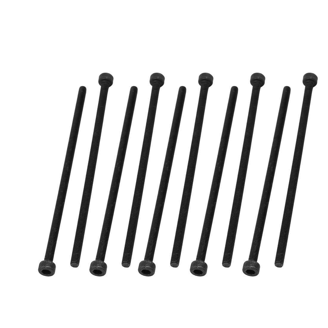 Sourcingmap M3x75mm Fully Thread Hex Socket Head Knurled Cap Screw Bolt Black 10pcs