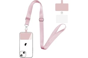 BFSD·DM Phone Lanyard, Cell Phone Lanyards for Around The Neck,Adjustable Nylon Phone Strap Crossbody Compatible with Most Smartphones with Full Coverage Case(Pink)