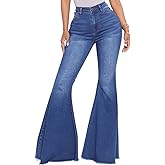 Bell Bottom Jeans for Women Skinny Flared Jeans Elastic High Waisted Vintage 70s Classic Stretchy Wide Leg Denim Pants